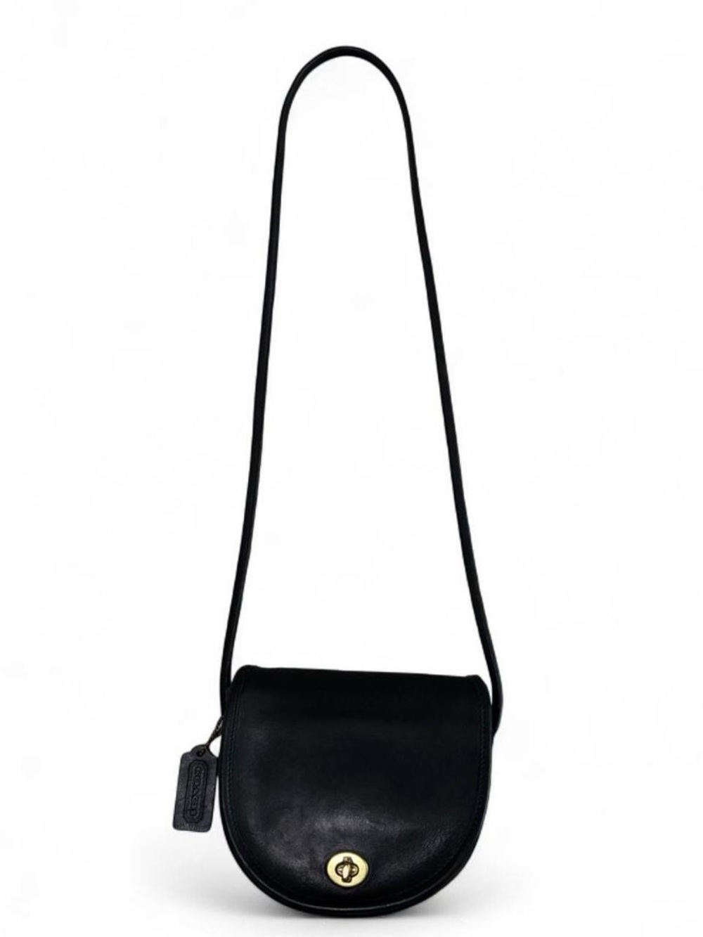 Coach Black Leather Saddle Crossbody with Turn-Lock